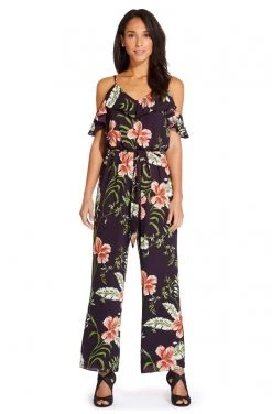 Adrianna Papell - AP1D103372 Floral Print V-neck Jumpsuit
