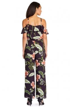 Adrianna Papell - AP1D103372 Floral Print V-neck Jumpsuit