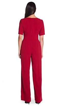 Adrianna Papell - AP1D103537 Bateau Guaze Crepe Wide Leg Jumpsuit