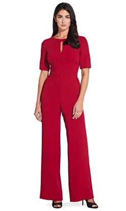 Adrianna Papell - AP1D103537 Bateau Guaze Crepe Wide Leg Jumpsuit