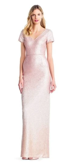 Adrianna Papell - AP1E203460 Sequin Embellished V-Neck Dress