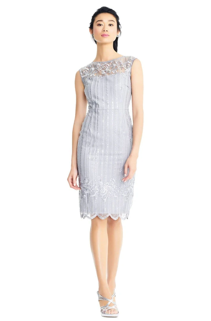 Adrianna Papell - AP1E203525 Embellished Knee Length Fitted Dress 3 Adrianna Papell - AP1E203525 Embellished Knee Length Fitted Dress