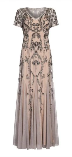 Adrianna Papell - AP1E204586 Embellished V-neck Trumpet Dress