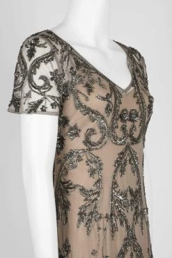 Adrianna Papell - AP1E204586 Embellished V-neck Trumpet Dress