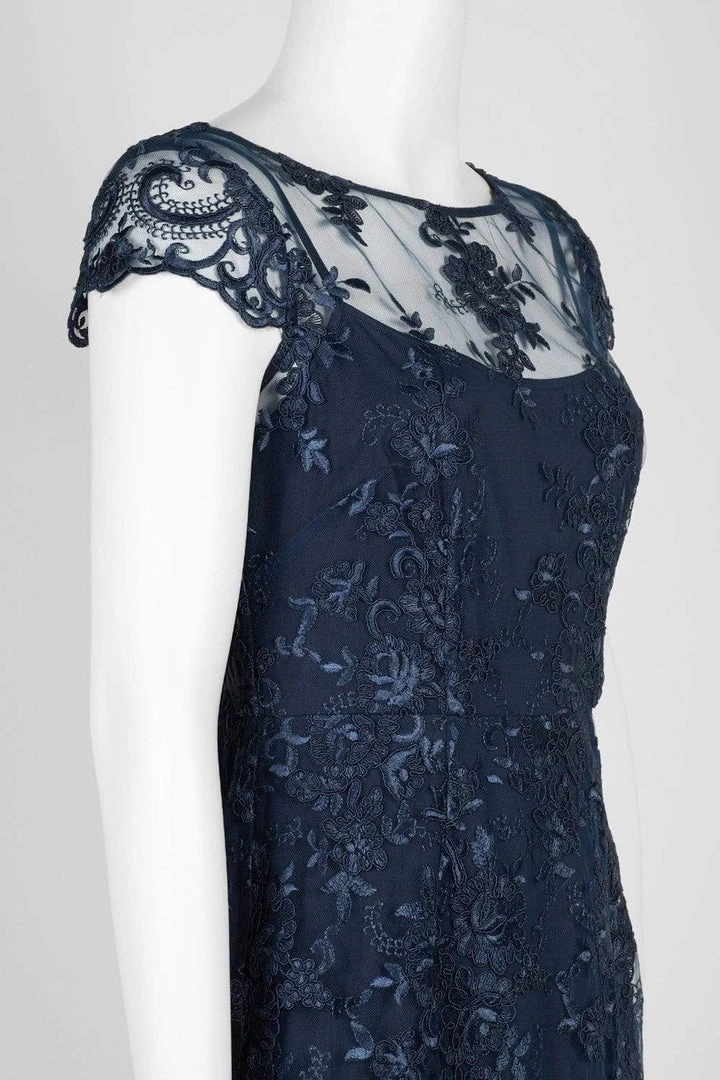 Adrianna Papell - AP1E204700 Floral Embroidered V-neck Sheath Dress 8 Adrianna Papell - AP1E204700 Floral Embroidered V-neck Sheath Dress