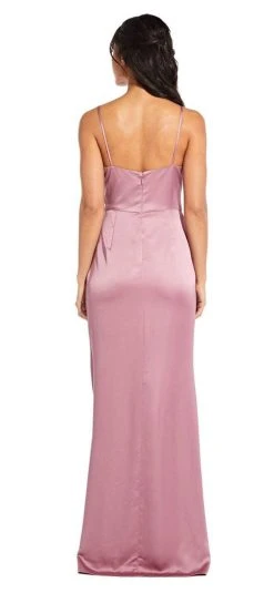 Adrianna Papell - AP1E204704 Pleated V-neck Satin Sheath Dress