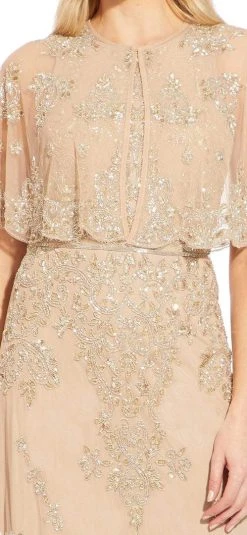 Adrianna Papell - AP1E205101 Embellished Sheath Dress With Cape Jacket