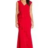 Adrianna Papell - AP1E205621 V-neck Ruffle Crepe Sheath Dress