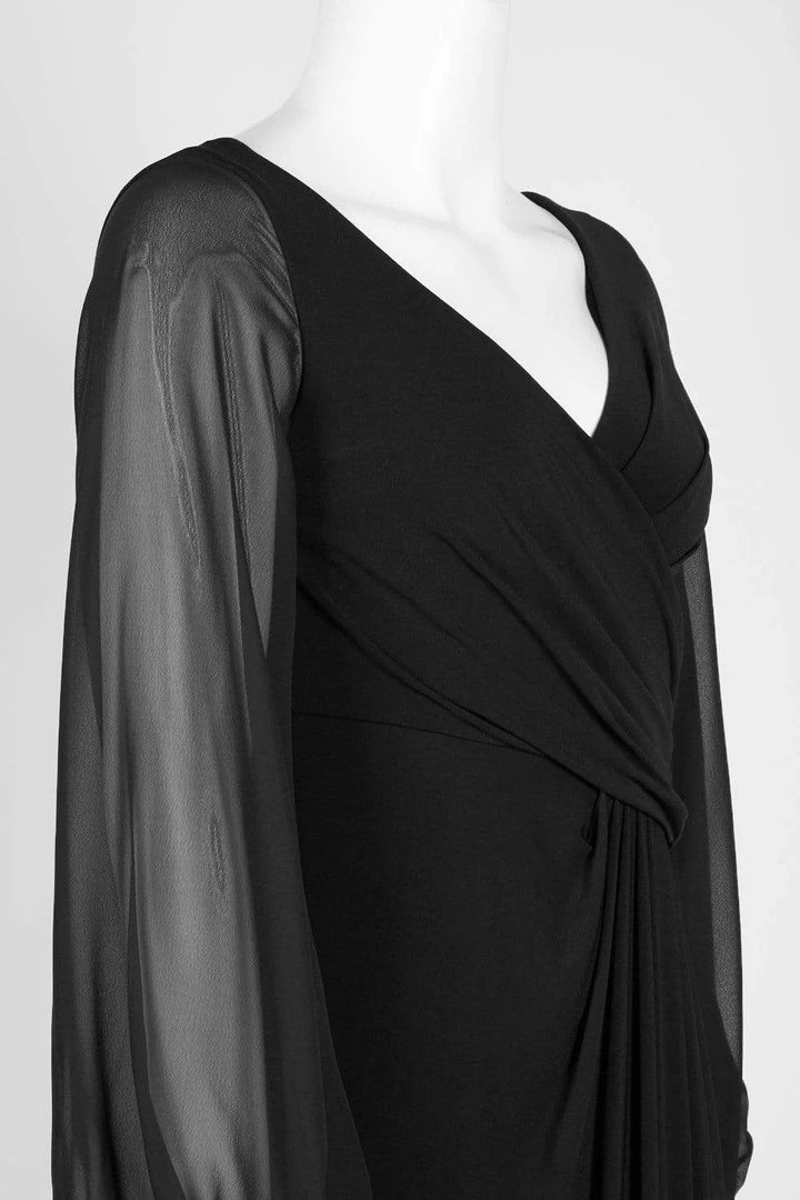 Adrianna Papell - AP1E205892 Long Sleeve V-neck Jersey Chiffon Dress 7 Adrianna Papell - AP1E205892 Long Sleeve V-neck Jersey Chiffon Dress