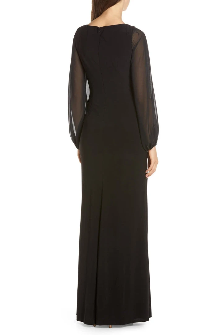 Adrianna Papell - AP1E205892 Long Sleeve V-neck Jersey Chiffon Dress 4 Adrianna Papell - AP1E205892 Long Sleeve V-neck Jersey Chiffon Dress