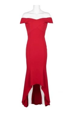 Adrianna Papell - AP1E206023 Off-Shoulder Stretch Crepe High Low Dress