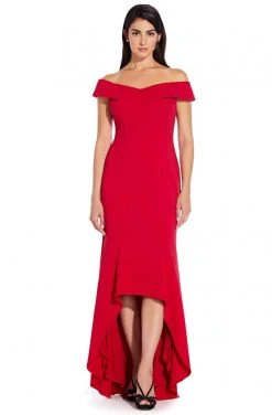 Adrianna Papell - AP1E206023 Off-Shoulder Stretch Crepe High Low Dress