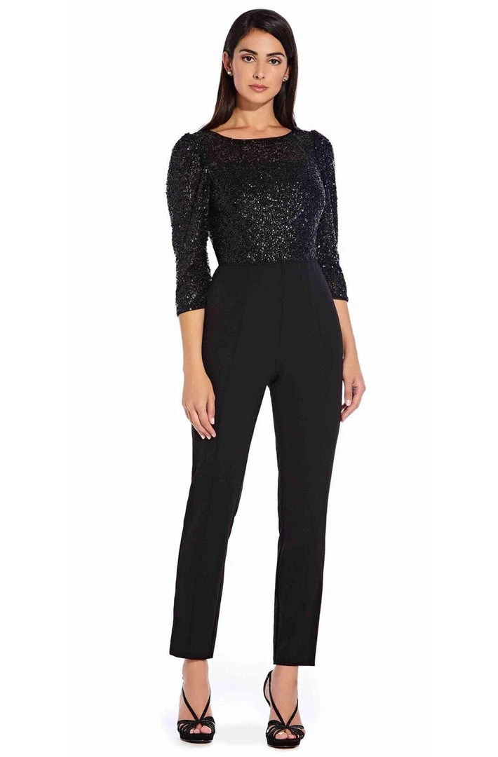 Adrianna Papell - AP1E206237 Sequined Bateau Fitted Jumpsuit 3 Adrianna Papell - AP1E206237 Sequined Bateau Fitted Jumpsuit
