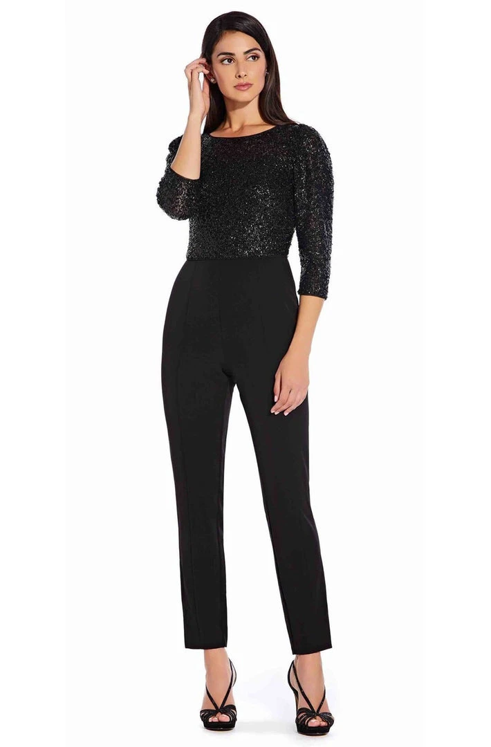 Adrianna Papell - AP1E206237 Sequined Bateau Fitted Jumpsuit 5 Adrianna Papell - AP1E206237 Sequined Bateau Fitted Jumpsuit