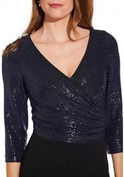 Adrianna Papell - AP1E206289 Sequined Quarter Length Sleeve Jumpsuit
