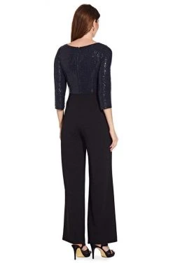 Adrianna Papell - AP1E206289 Sequined Quarter Length Sleeve Jumpsuit