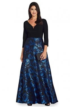 Adrianna Papell - AP1E206803 Floral Print Jacquard A-line Dress