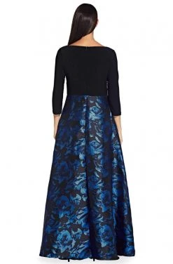 Adrianna Papell - AP1E206803 Floral Print Jacquard A-line Dress