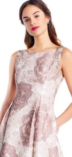Adrianna Papell - Embellished Bateau A-line Dress AP1E203263 - 1 Pc Taupe Multi In Size 14 Available 7 Adrianna Papell - Embellished Bateau A-line Dress AP1E203263 - 1 Pc Taupe Multi In Size 14 Available