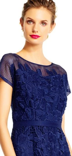 Adrianna Papell Lattice Illusion Floral Lace Dress 10 Adrianna Papell Lattice Illusion Floral Lace Dress