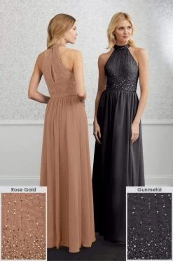 Adrianna Papell Platinum - 40221 Beaded High Halter Chiffon Dress