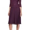 Alex Evenings - 1121796 Scallop Lace Top Tea Length Chiffon Dress 1 Alex Evenings - 1121796 Scallop Lace Top Tea Length Chiffon Dress