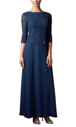 Alex Evenings - 112318 Scallop Lace Mock Dress With Chiffon Skirt