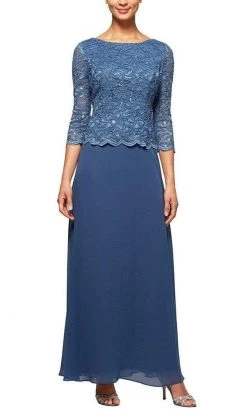 Alex Evenings - 112655 Scallop Lace Mock Dress With Chiffon Skirt