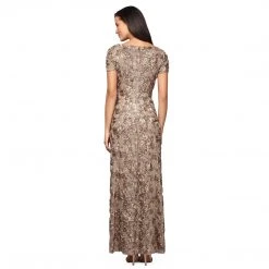 Alex Evenings - 112788 Soutache Lace Sequin Short Sleeve A-Line Gown