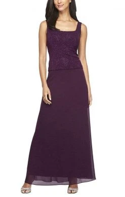 Alex Evenings - 125053 Jacquard Knit Glittered Evening Dress