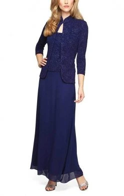 Alex Evenings - 125053 Jacquard Knit Glittered Evening Dress