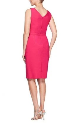 Alex Evenings - 134005 Faux Surplice Fitted Dress With Jewel Accent