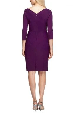 Alex Evenings - 134134 Quarter Sleeves Surplice Bodice Sheath Dress
