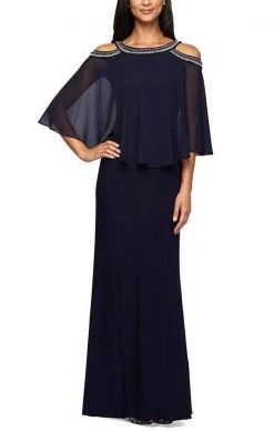 Alex Evenings - 1351319 Beaded Capelet Matte Jersey Dress
