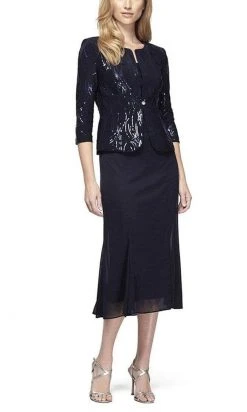 Alex Evenings - 196267 Chiffon Dress With Sequin Embellished Jacket