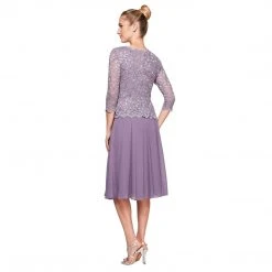 Alex Evenings - 2121796 Lace Scalloped Neck Chiffon A-line Dress