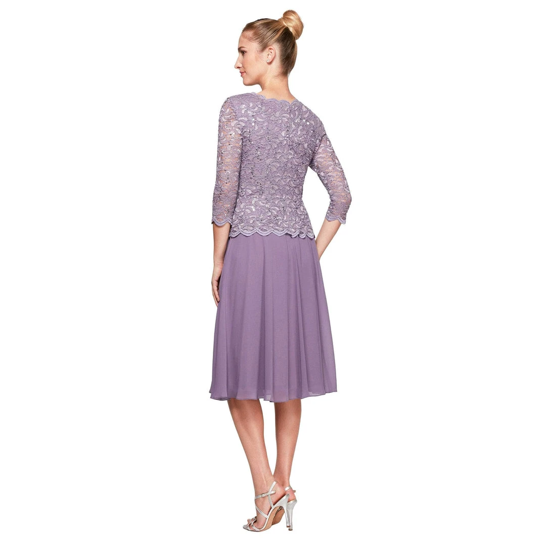 Alex Evenings - 2121796 Lace Scalloped Neck Chiffon A-line Dress 4 Alex Evenings - 2121796 Lace Scalloped Neck Chiffon A-line Dress