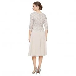 Alex Evenings - 2121796 Lace Scalloped Neck Chiffon A-line Dress 25 Alex Evenings - 2121796 Lace Scalloped Neck Chiffon A-line Dress