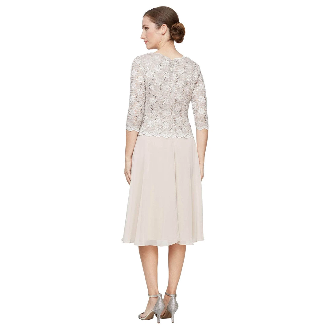 Alex Evenings - 2121796 Lace Scalloped Neck Chiffon A-line Dress 14 Alex Evenings - 2121796 Lace Scalloped Neck Chiffon A-line Dress
