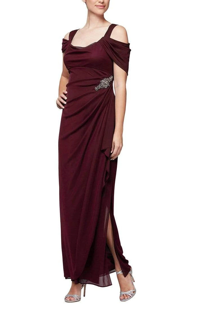 Alex Evenings - 232902 Cold Shoulder Long Gown With Slit 5 Alex Evenings - 232902 Cold Shoulder Long Gown With Slit