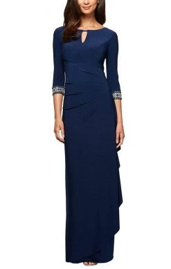 Alex Evenings - 2351416 Quarter Sleeves Ruched A-Line Gown