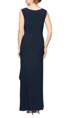 Alex Evenings - 2351423 Embroidered Lace Neckline Matte Jersey Dress