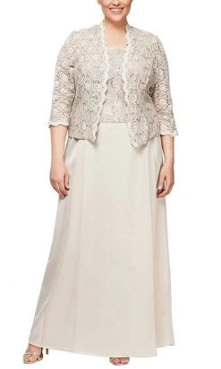 Alex Evenings - 4121198 Sequin Lace And Chiffon Dress With Lace Jacket
