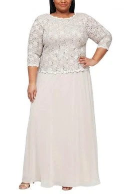 Alex Evenings - 412318 Sequin Lace Chiffon Faux Two-Piece Long Dress 22 Alex Evenings - 412318 Sequin Lace Chiffon Faux Two-Piece Long Dress