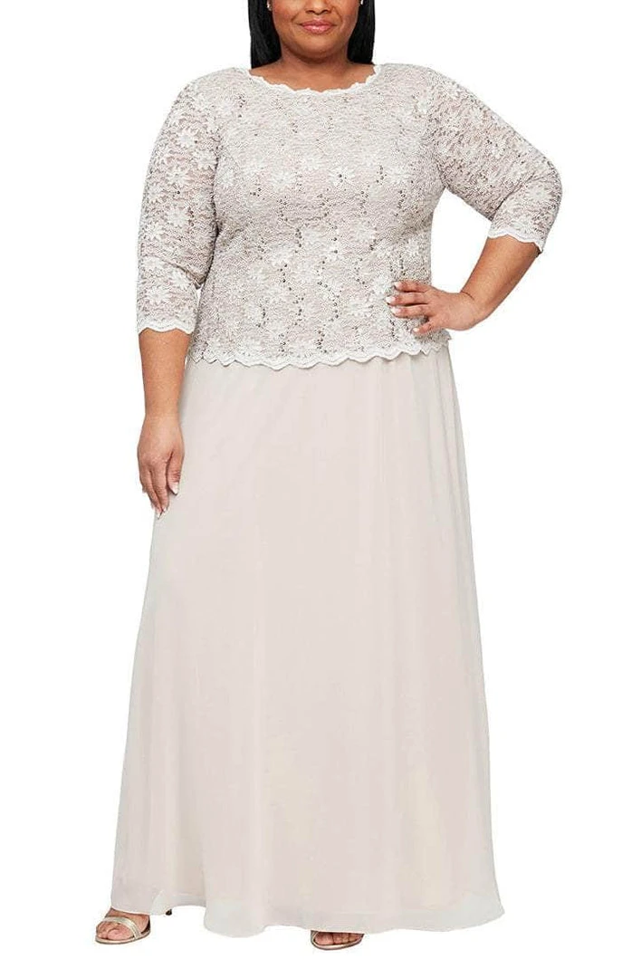 Alex Evenings - 412318 Sequin Lace Chiffon Faux Two-Piece Long Dress 10 Alex Evenings - 412318 Sequin Lace Chiffon Faux Two-Piece Long Dress