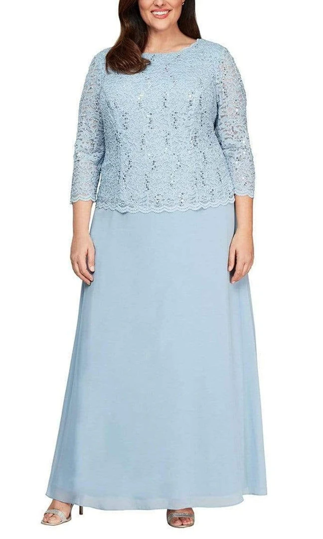 Alex Evenings - 412318 Sequin Lace Chiffon Faux Two-Piece Long Dress 13 Alex Evenings - 412318 Sequin Lace Chiffon Faux Two-Piece Long Dress