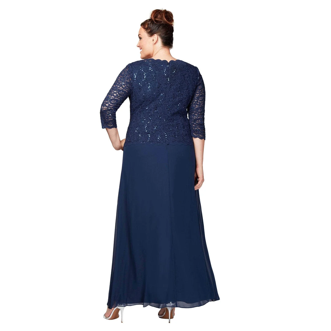 Alex Evenings - 412318 Sequin Lace Chiffon Faux Two-Piece Long Dress 7 Alex Evenings - 412318 Sequin Lace Chiffon Faux Two-Piece Long Dress