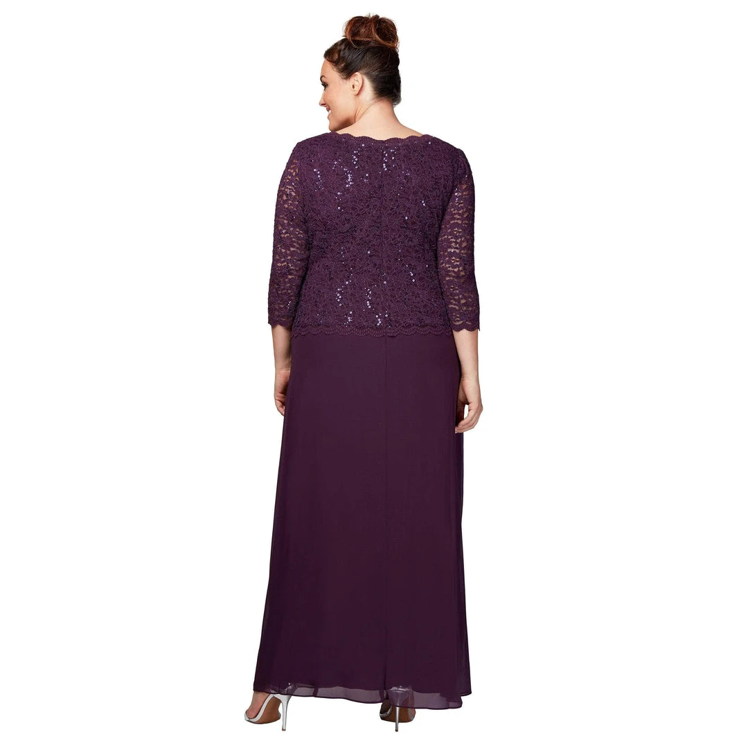 Alex Evenings - 412318 Sequin Lace Chiffon Faux Two-Piece Long Dress 4 Alex Evenings - 412318 Sequin Lace Chiffon Faux Two-Piece Long Dress