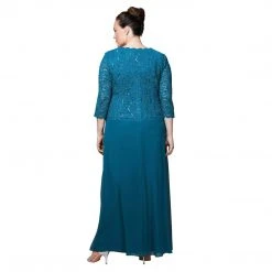 Alex Evenings - 412318 Sequin Lace Chiffon Faux Two-Piece Long Dress 21 Alex Evenings - 412318 Sequin Lace Chiffon Faux Two-Piece Long Dress