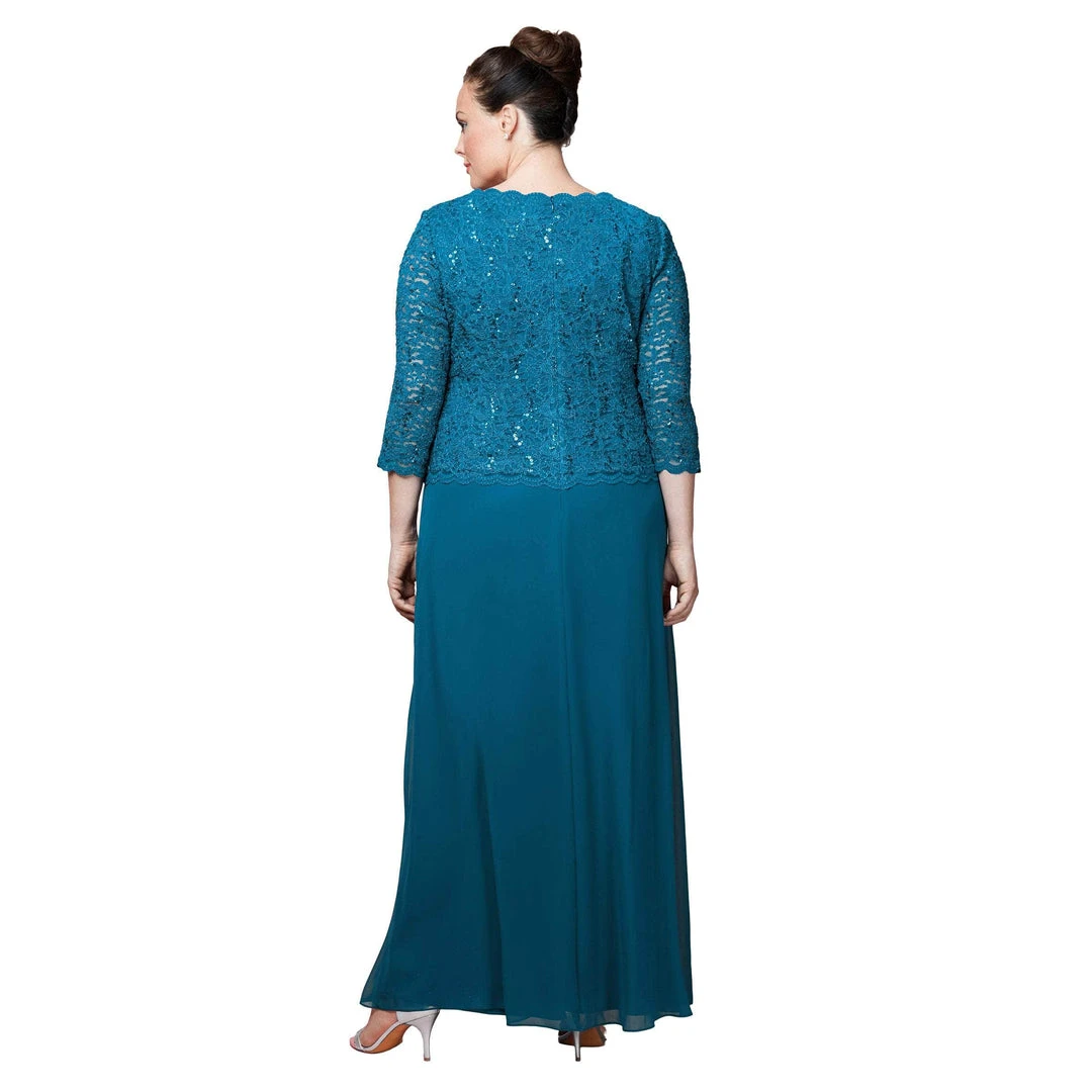 Alex Evenings - 412318 Sequin Lace Chiffon Faux Two-Piece Long Dress 9 Alex Evenings - 412318 Sequin Lace Chiffon Faux Two-Piece Long Dress